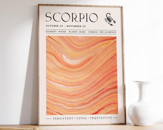 Scorpio Star Sign Boho Art Print, Zodiac Poster