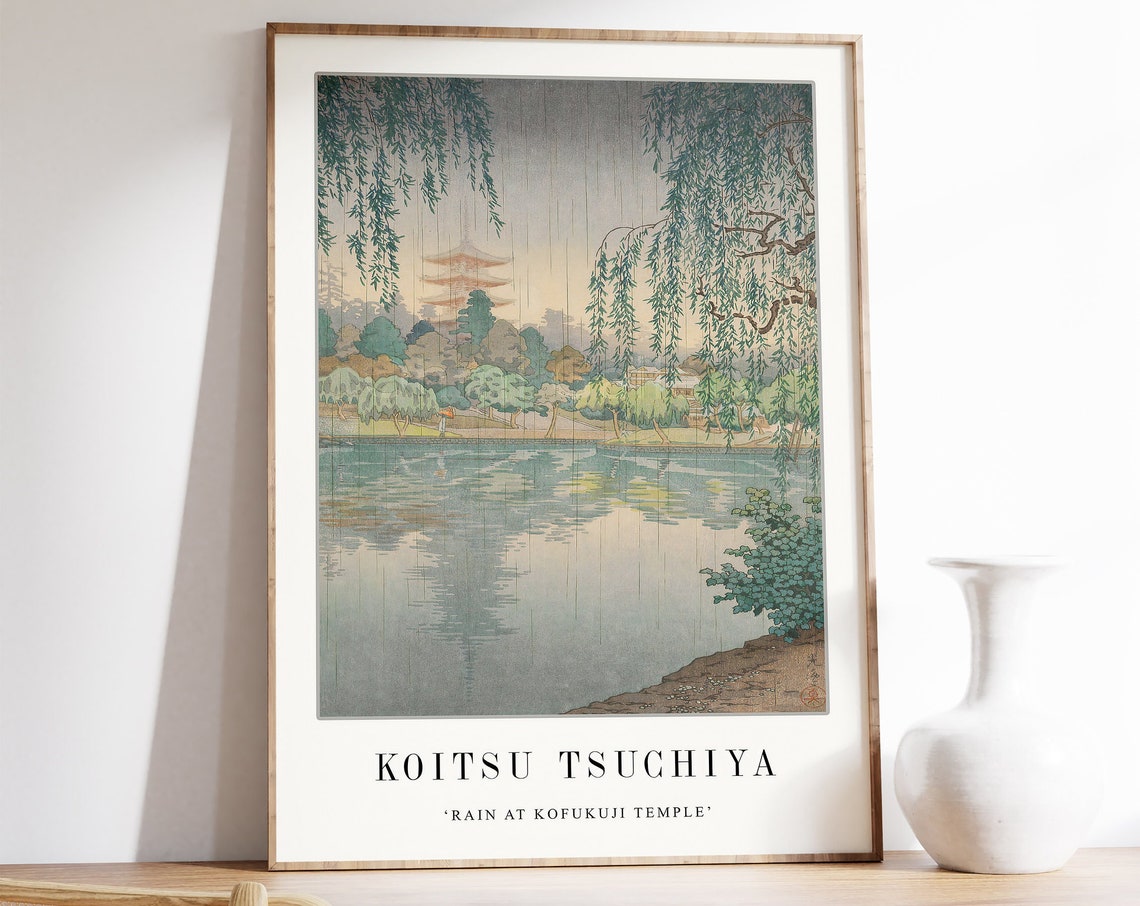Koitsu Tsuchiya Rain at Kofukuji Temple Japanese Woodblock Poster