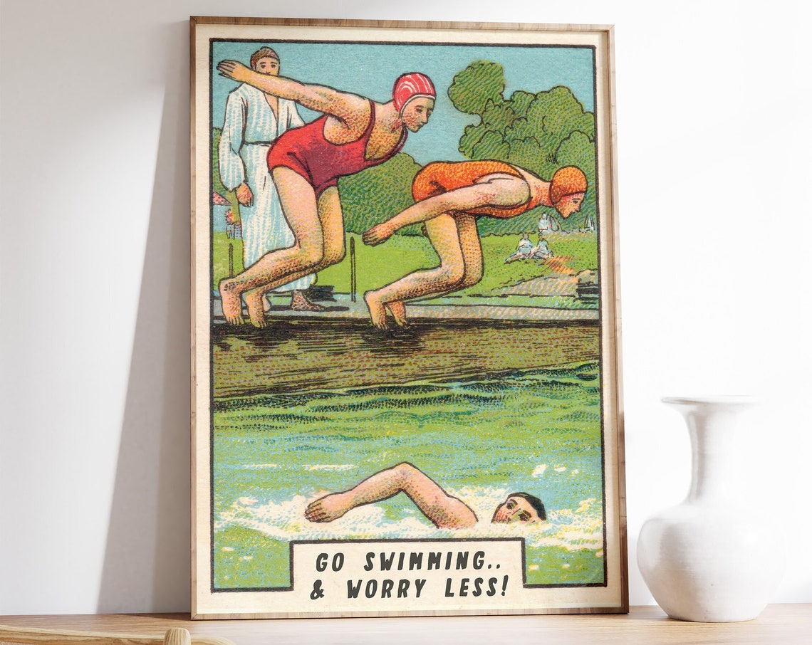 Swimming Poster Swimming Art Print Sports Art Sport Print Outdoor Hobbies Vintage Art Retro Art Swimming Gifts A1a2a3a4