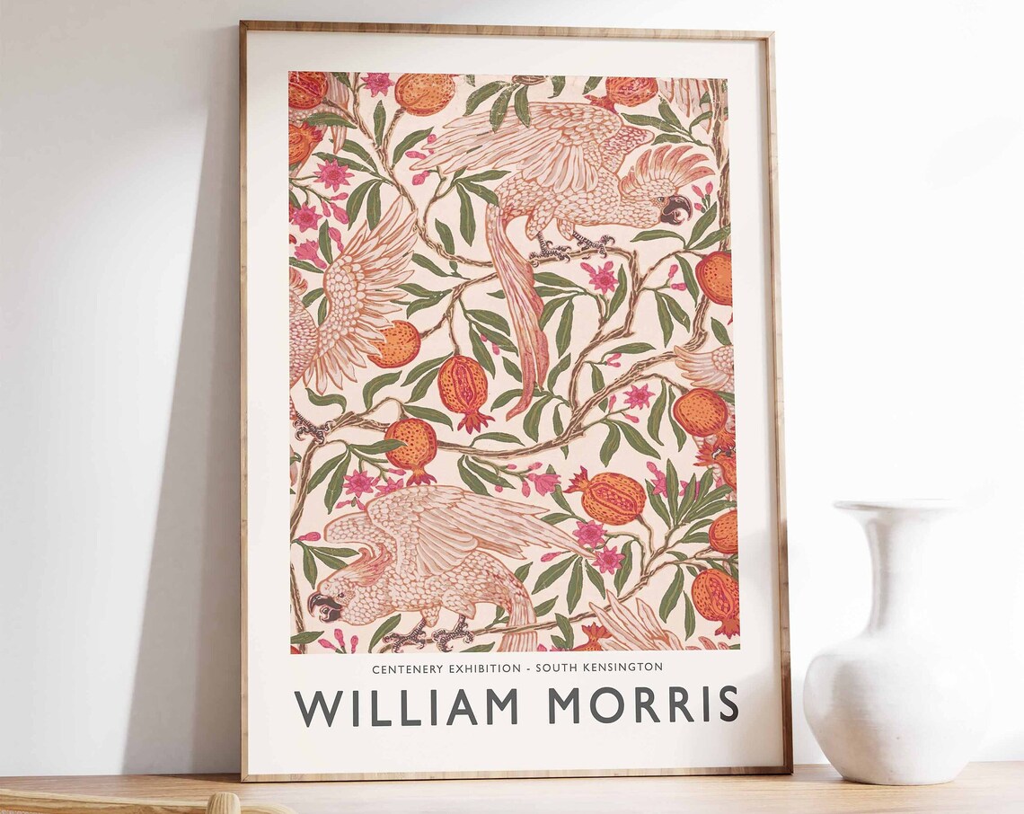 William Morris Centenary Exhibition Cockatoo Floral Art Poster