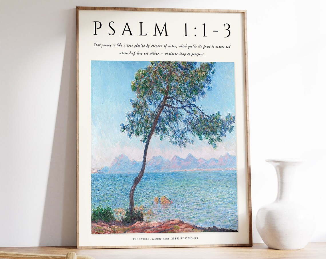 Bible Verse Esterel Mountains Monet-Inspired Art Print