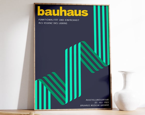 Bauhaus Exhibition Poster Green Ribbon Bauhaus Print Retro Poster Retro Home Decor Vintage Art Abstract Art A1a2a3a4