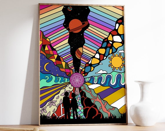 70s Psychedelic Floral Spiritual Art Print