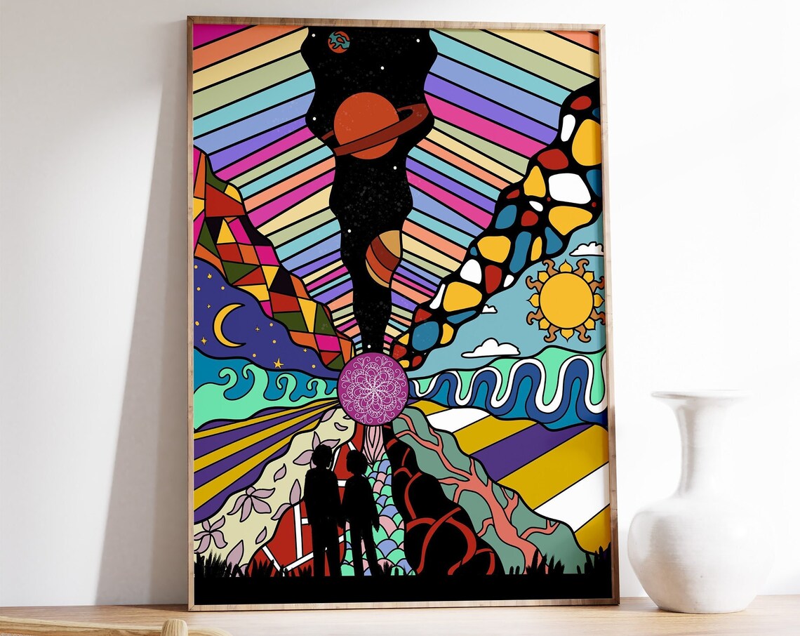 70s Psychedelic Floral Spiritual Art Print