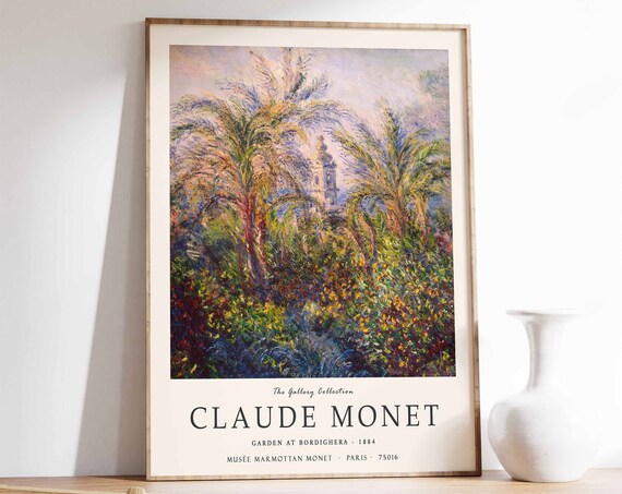 Claude Monet Poster Garden At Bordighera Monet Print Expressionist Art Vintage French Home Decor Floral Wall Art Floral Decor