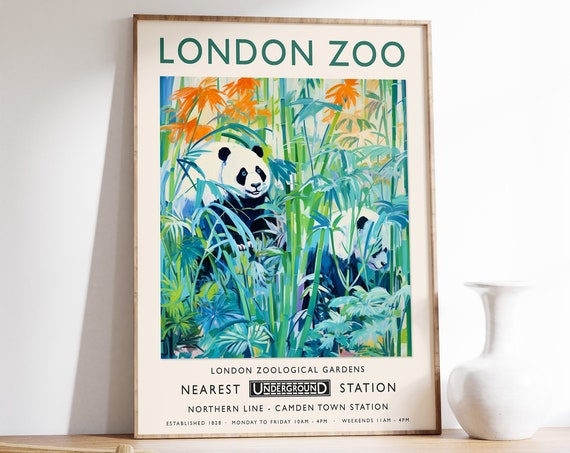 London Zoo Print Panda Print Animal Poster Botanical Decor Henri Rousseau Wall Art Tropical Poster Jungle Art Safari Wall Print