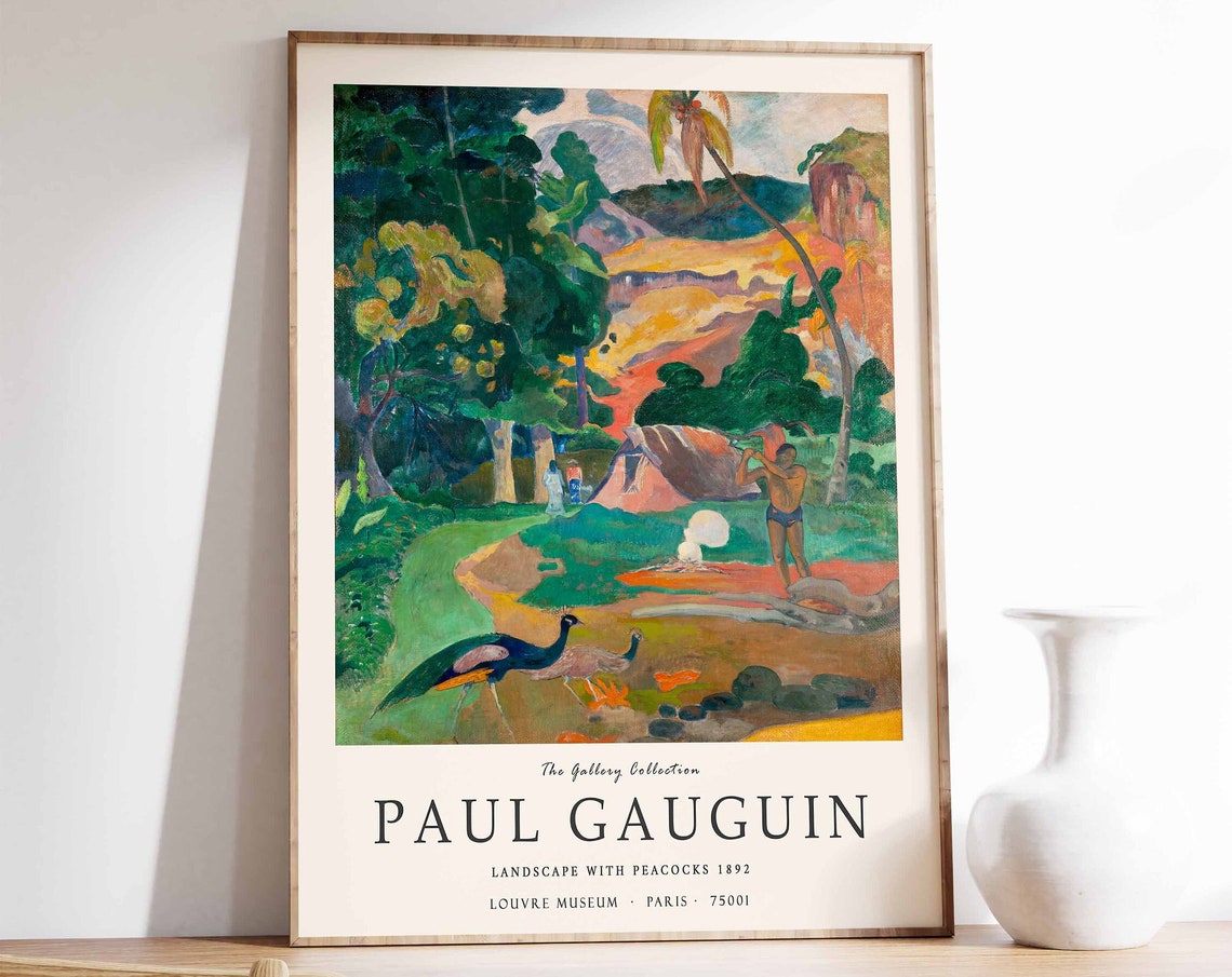 Paul Gauguin Landscape With Peacocks 1892 Tropical Gallery Poster