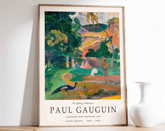 Paul Gauguin Poster Landscape With Peacocks Paul Gauguin Print Expressionist Art Vintage French Home Decor Floral Wall Art Floral Art