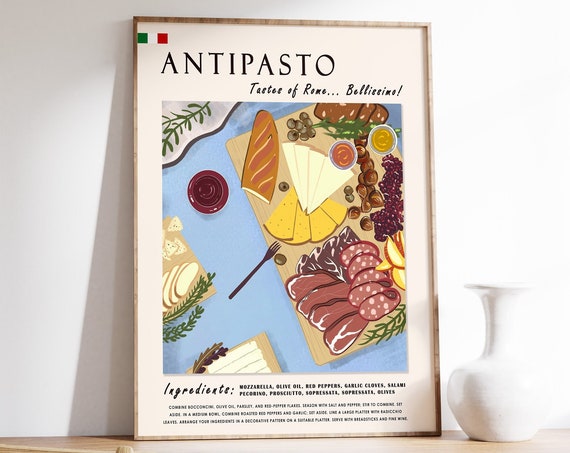 Italian Food Poster, Rome Travel Poster Art Print