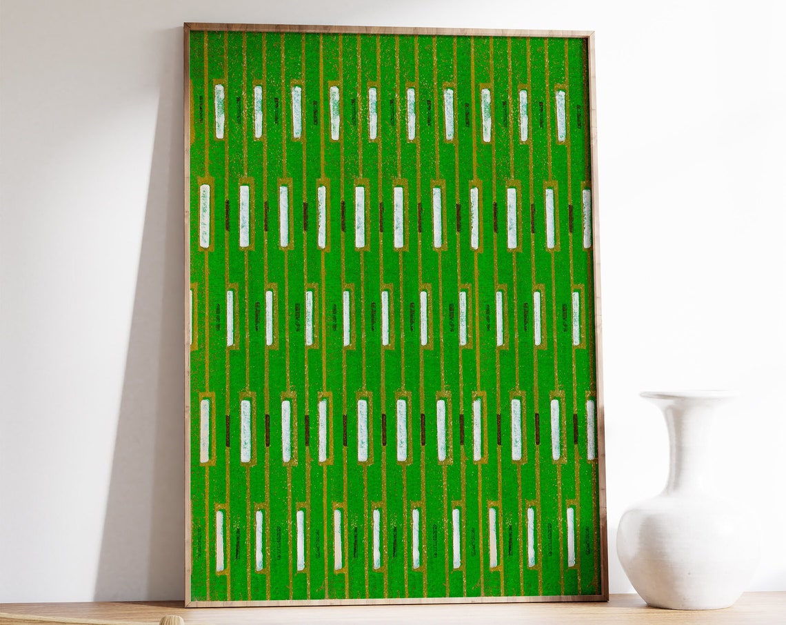 Emerald Green Geometric Mid Century Modern Abstract Pattern Poster