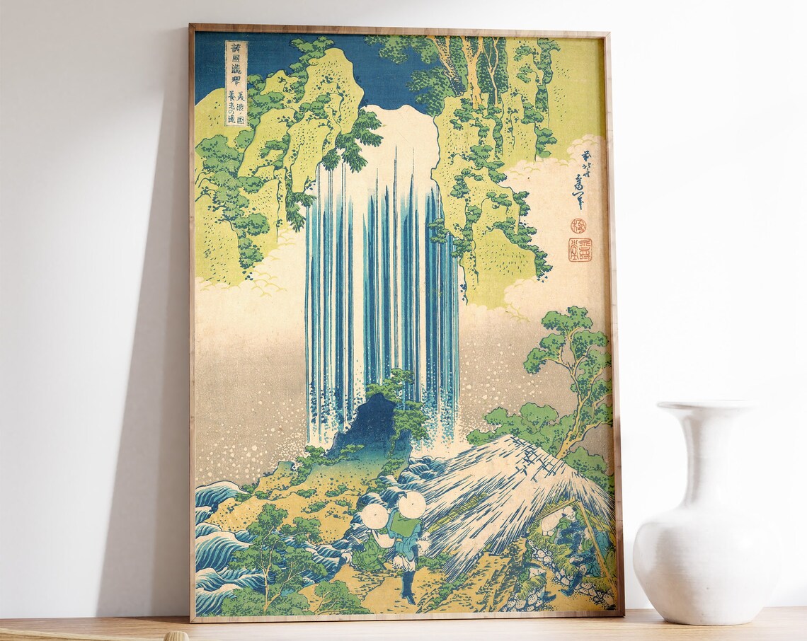 Hokusai Poster, Waterfall in Mino Province