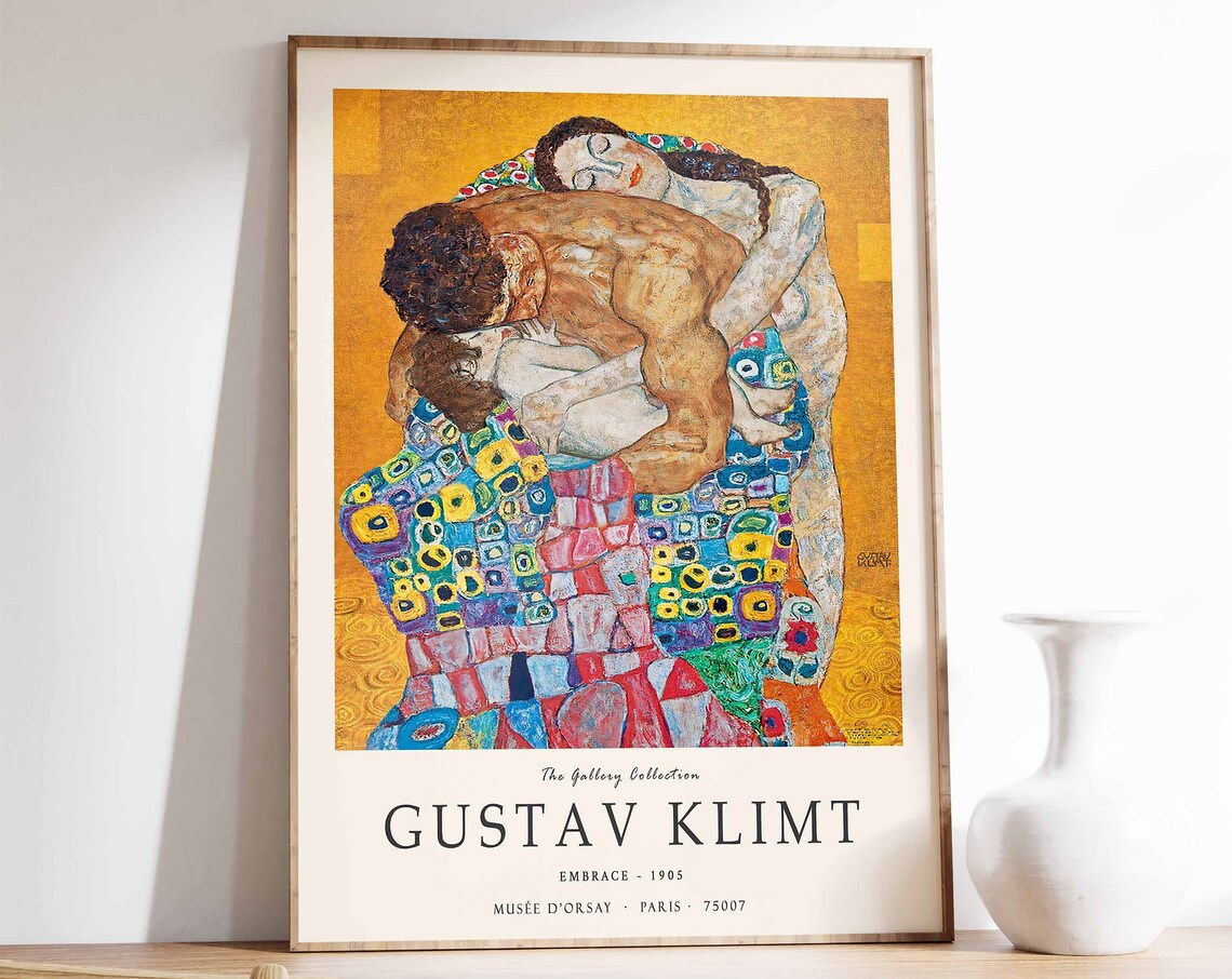 Gustav Klimt Family Embrace Art Print, Art Nouveau