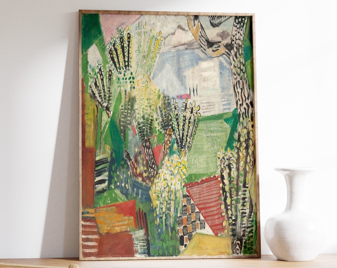 Colorful Fauvist Garden Trees Sunlit Landscape Painting Poster