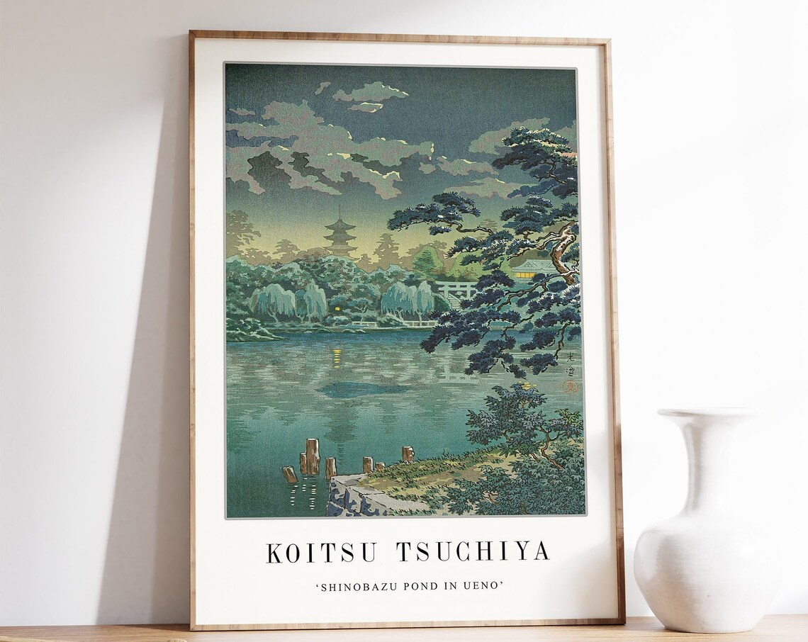 Koitsu Tsuchiya Shinobazu Pond in Ueno Moonlight Night Poster