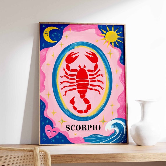 Scorpio Poster Star Sign Poster Zodiac Print Birthday Gift Celestial Poster Astrology Art Boho Decor Bedroom Decor Spiritual Art
