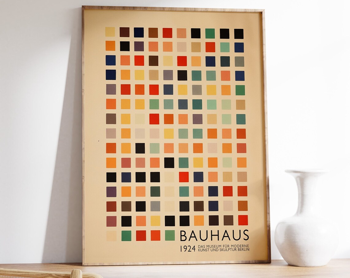 Retro Bauhaus Poster, Modernist Geometric Art Print
