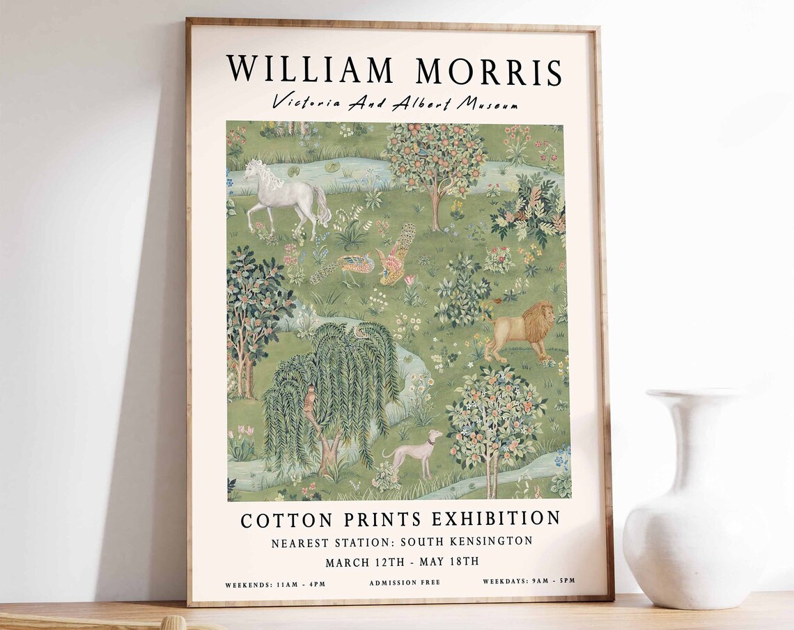 William Morris Forest Animals Cotton Prints Exhibition Poster