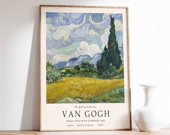 Van Gogh Poster Wheatfield With Cypresses Van Gogh Print Landscape Art Exhibition Print Van Gogh Decor Floral Wall Art Famous Artwork