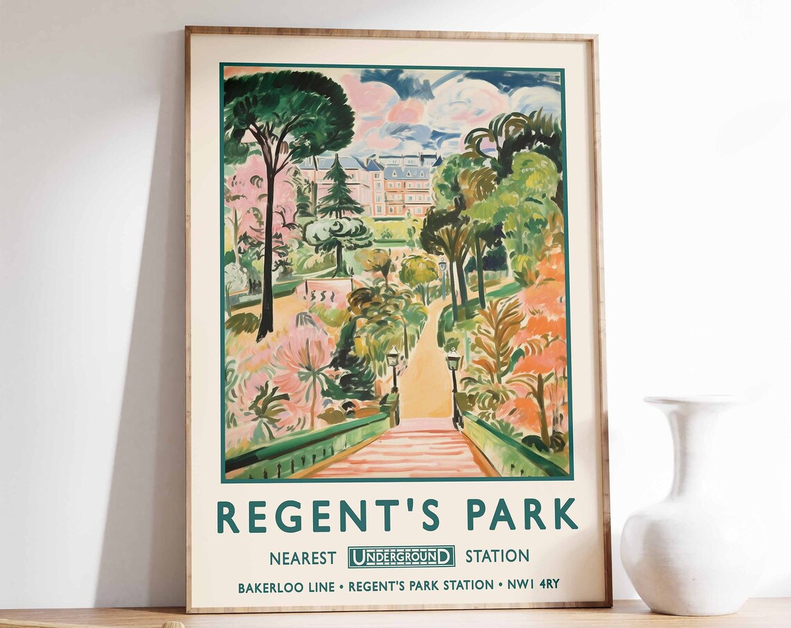 Regent's Park Vintage London Underground Station Travel Poster