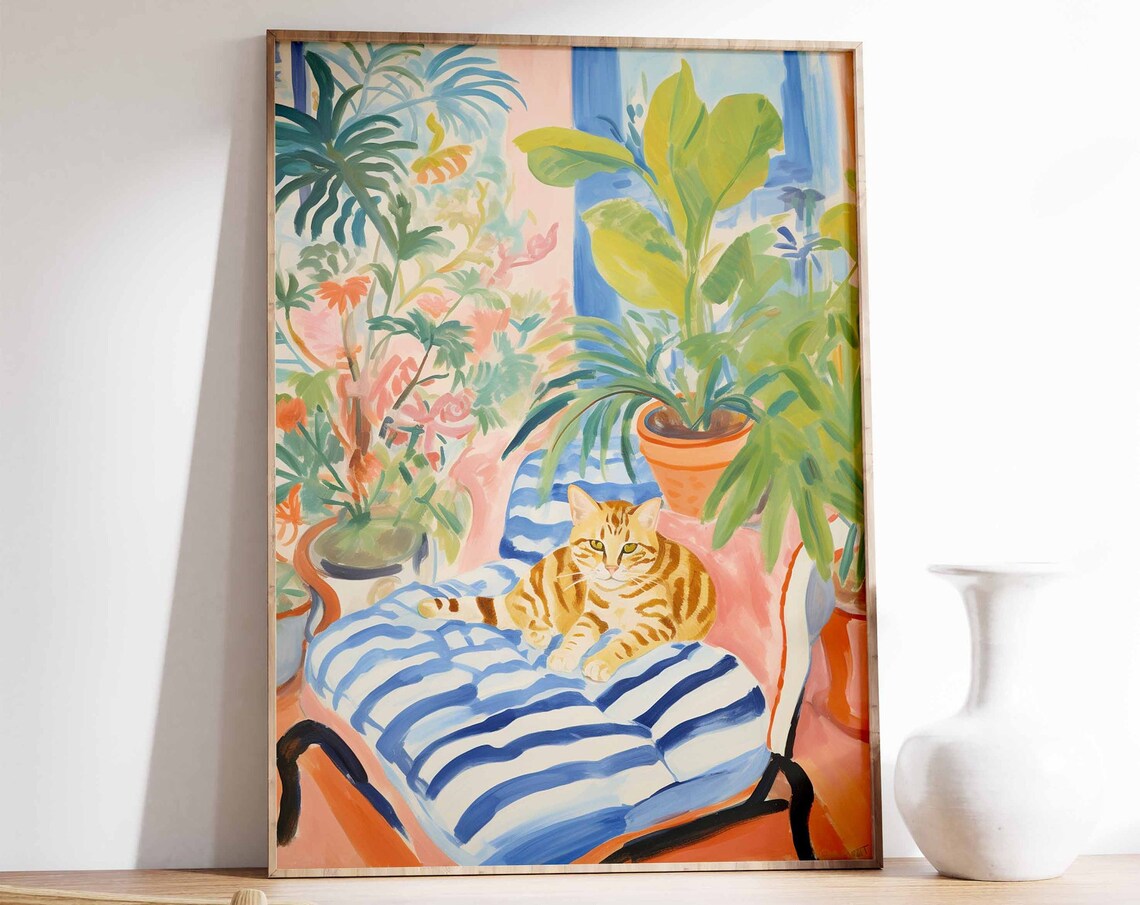 Vintage Cat Poster Cat Gift Gift For Cat Lovers Animal Art Artistic Cat Print Animal Art Animal Poster Animal Print Cute Cat Poster