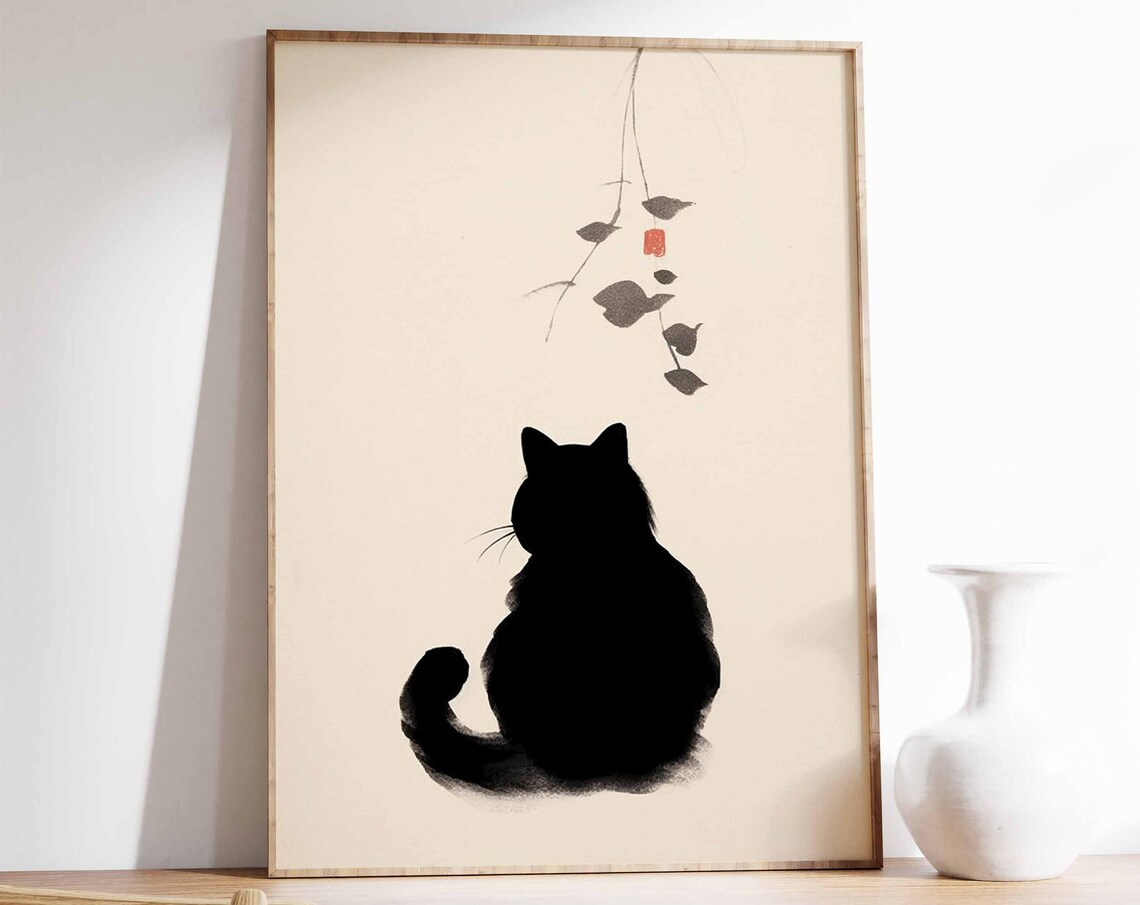 Vintage Japanese Cat Print, Ukiyo-E Style