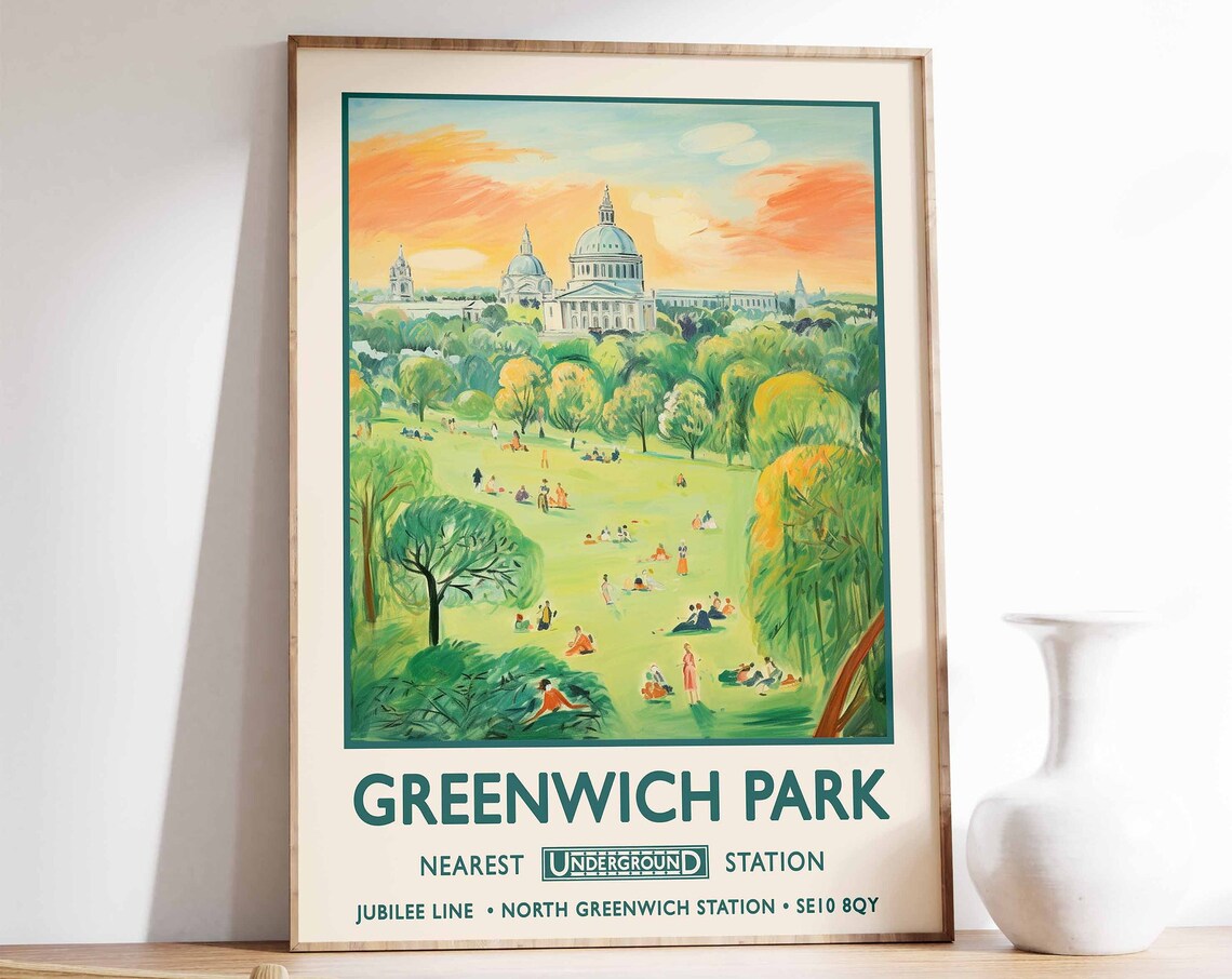 Greenwich Park London Print, William Morris Floral Vintage