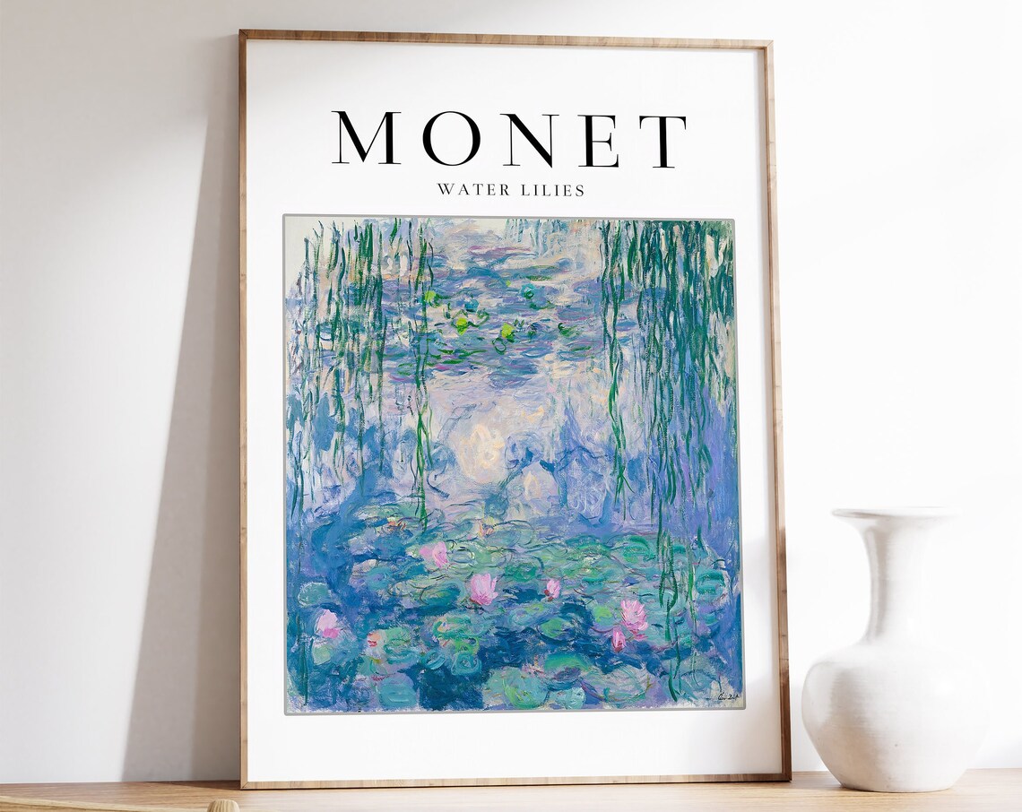 Monet-Inspired Water Lilies Art Print, Floral Wall Art