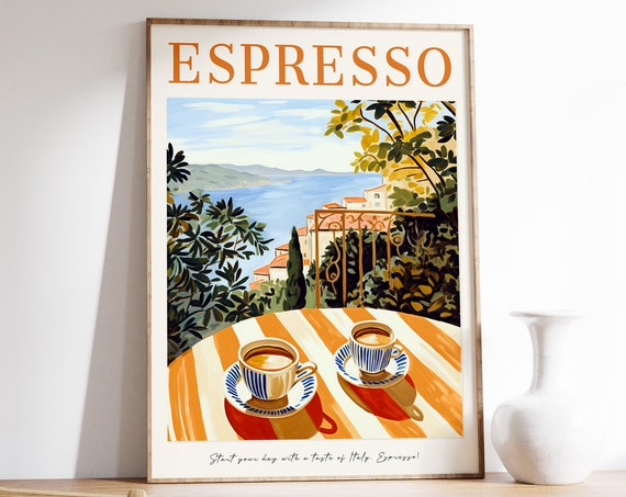 Coffee Poster Italian Espresso Print, Vintage Kitchen