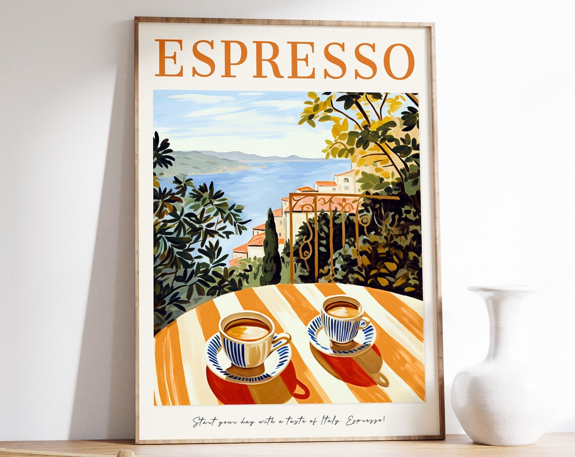 Coffee Poster Italian Espresso Print, Vintage Kitchen
