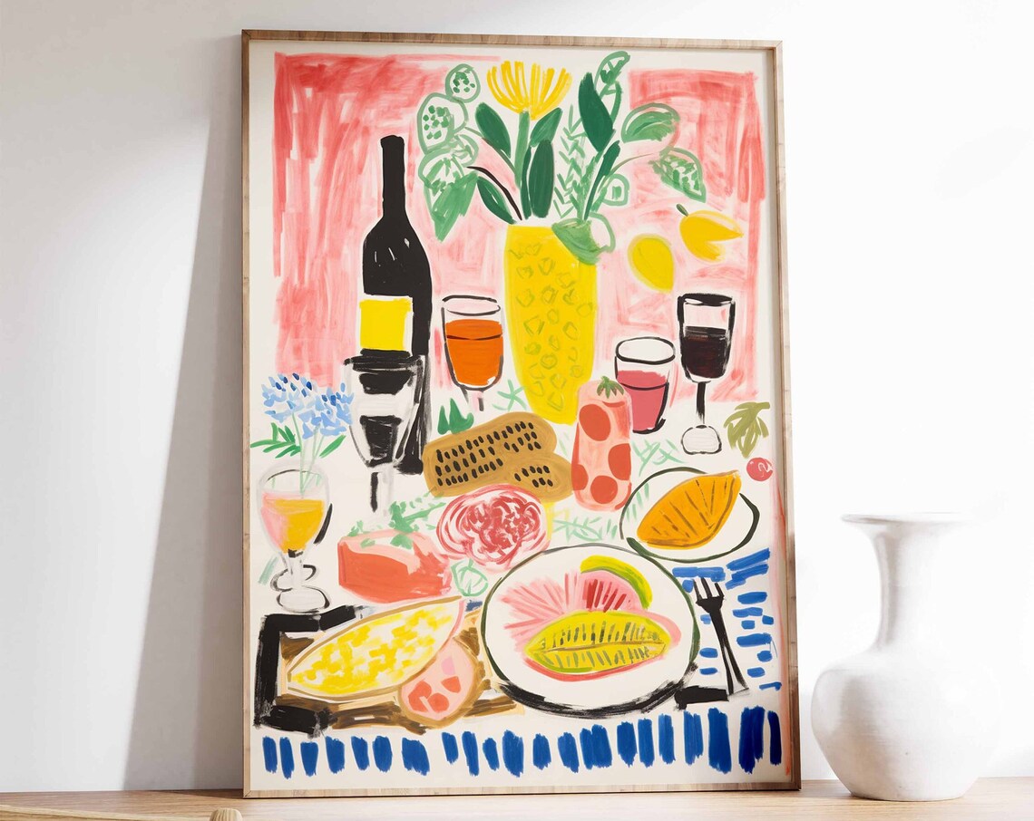 Colourful Vintage Food Print, Retro Kitchen Poster