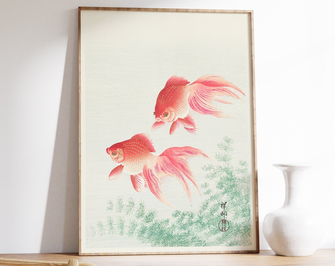 Two Goldfish Japanese Poster, Ohara Koson Art Print