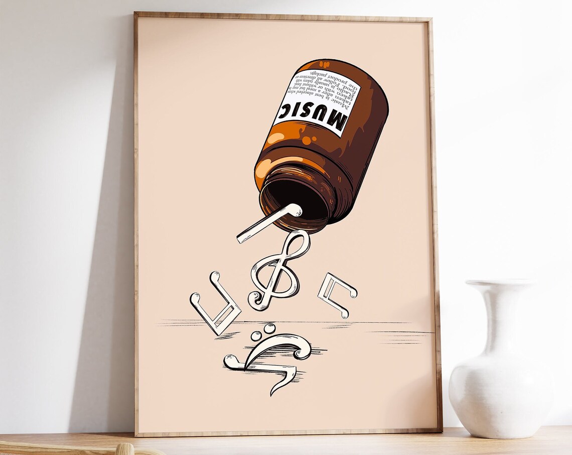 Retro Music Art Print, Music Lovers Decor