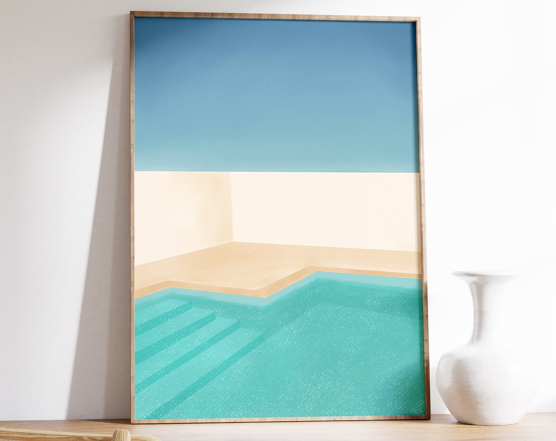 Minimalist Geometric Pool Turquoise Water Abstract Calm Poster