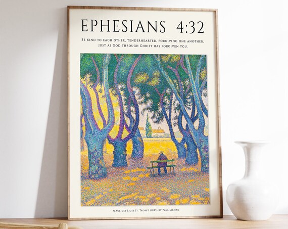 Bible Verse Poster Bible Art Paul Signac Art Pointillism Art Christian Home Decor Floral Print Floral Decor Gift A1a2a3a4