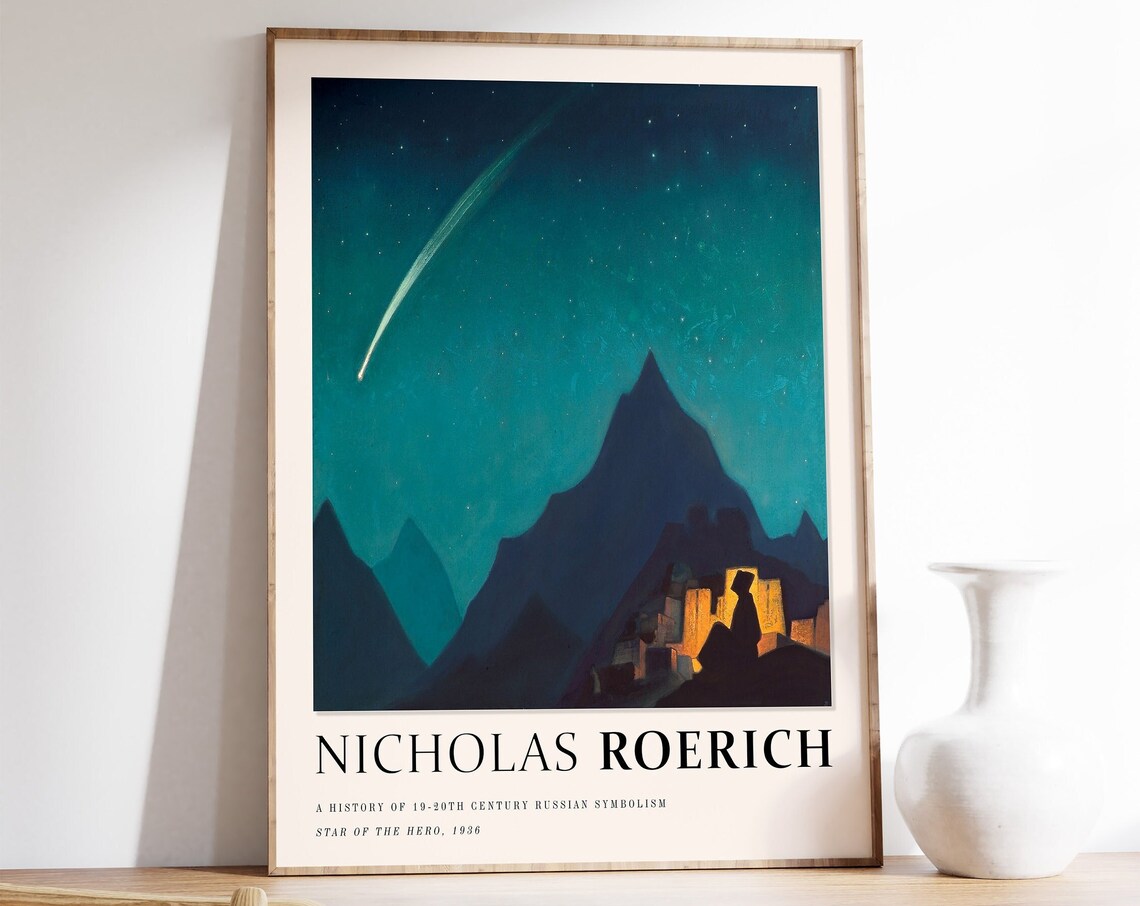 Nicholas Roerich Star Of The Hero 1936 Mountain Comet Night Sky Poster
