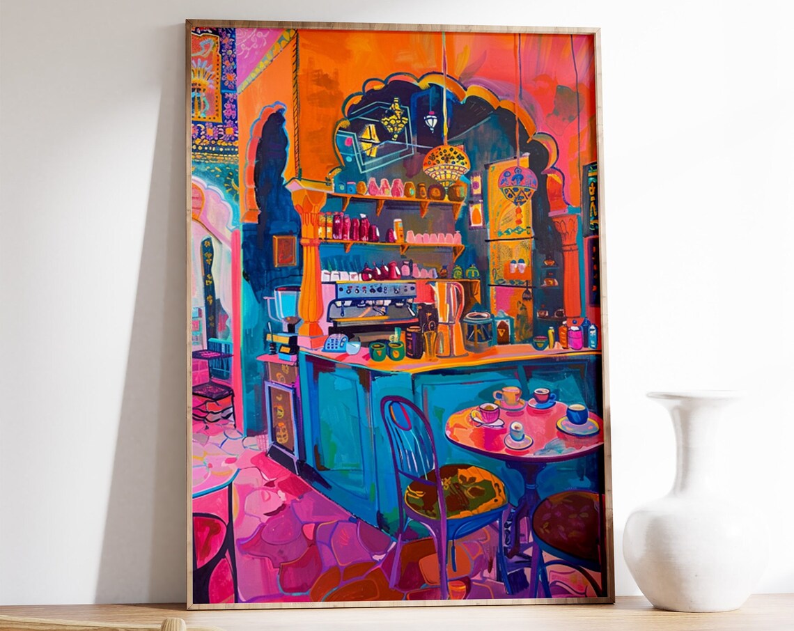 Indian Cafe Print, Traditional Folk Kitchen Poster