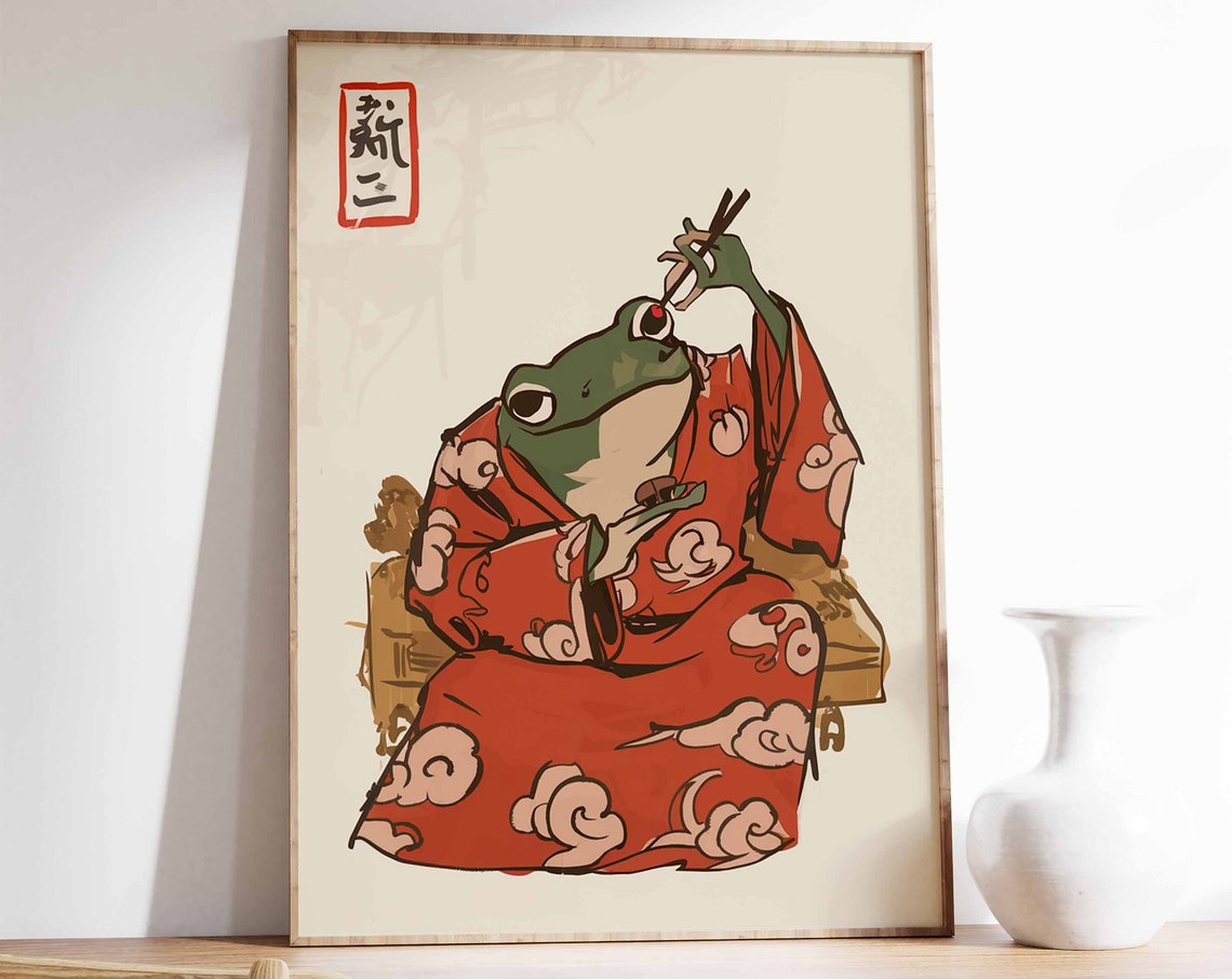 Japanese Frog Print Matsumoto Hoji Japanese Poster Frog Art Animal Gift Animal Print Vintage Japanese Decor Funny Animal Poster