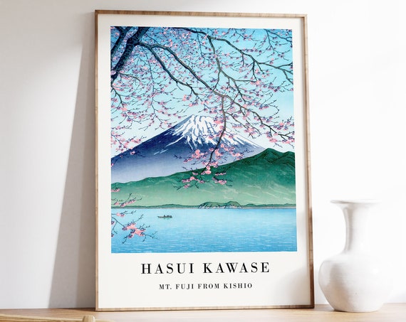 Japanese Exhibition Poster Hasui Kawase Art Print Mtfuji From Kishio Asian Decor Traditional Japanese Wall Art Decor Japanese Art