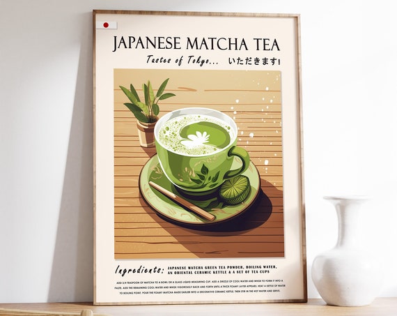 Japanese Matcha Tea Poster Asian Food Art Green Tea Japanese Print Asian Art Kitchen Poster Kitchen Decor Food Art Food Gift
