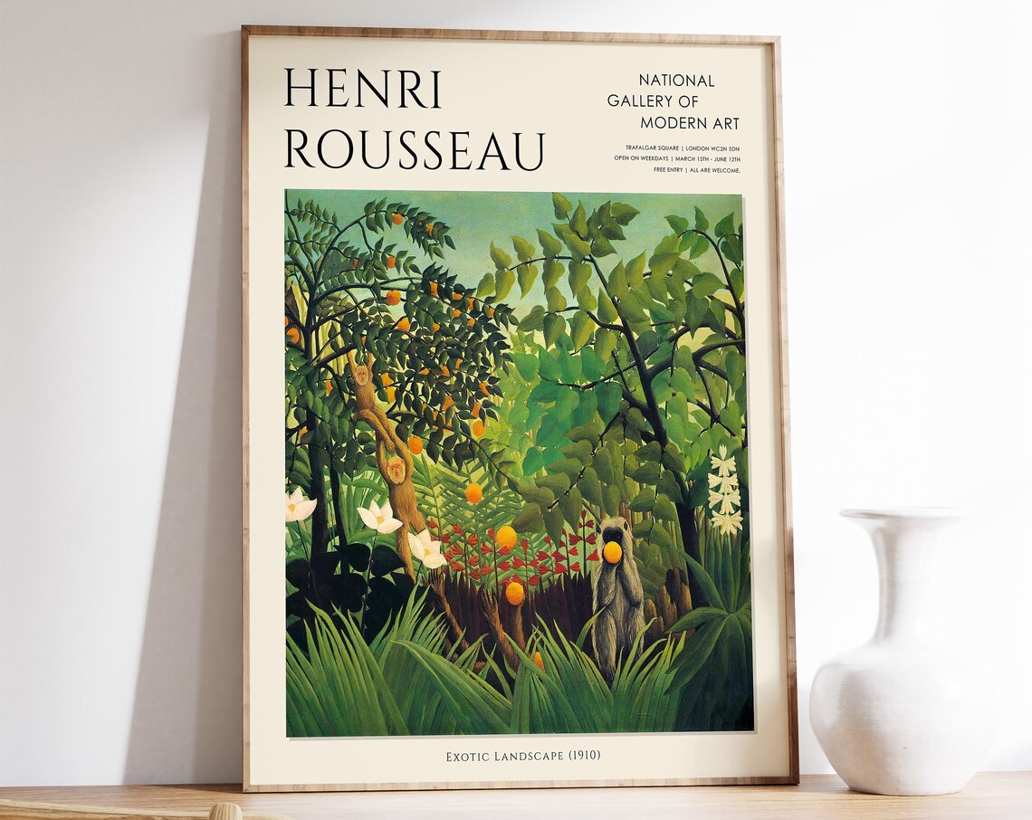Henri Rousseau Exotic Landscape Poster, Jungle Art