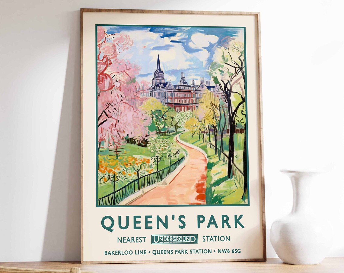 Queens Park London Vintage Botanical Art Print