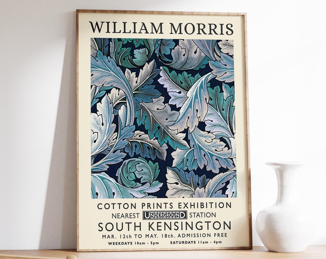 William Morris Cotton Prints Exhibition Poster South Kensington Art