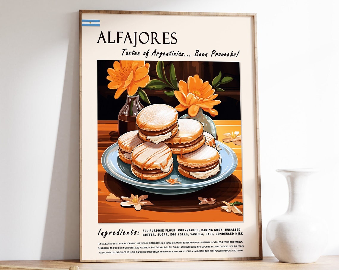 Alfajores Dessert Poster Argentina Food Print Argentine Poster Kitchen Print Kitchen Decor Food Art Food And Drink Poster Food Gift