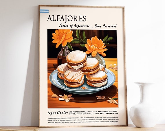 Alfajores Dessert Poster Argentina Food Print Argentine Poster Kitchen Print Kitchen Decor Food Art Food And Drink Poster Food Gift