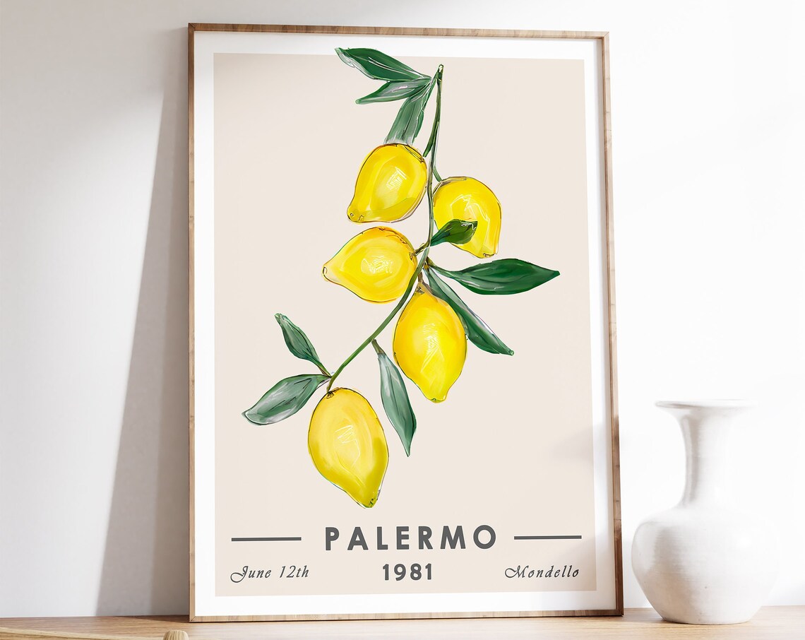 Palermo Sicily 1981 Lemon Branch Mondello Vintage Travel Poster