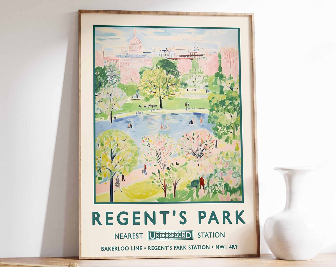 Regents Park London Vintage Underground Travel Poster Great Gift