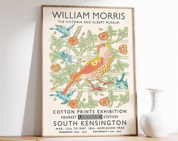William Morris Birds on a Trellis Exhibition Poster V and A Museum London Art