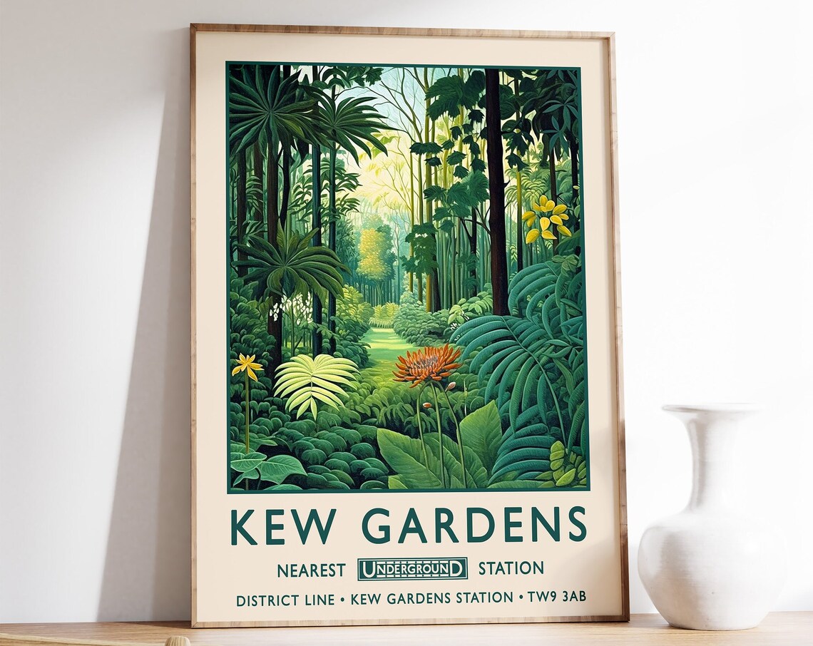 Kew Gardens London Underground Retro Travel Poster District Line