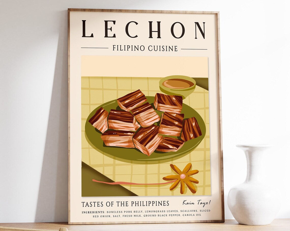 Lechon Filipino Cuisine Crispy Pork Food Illustration Poster