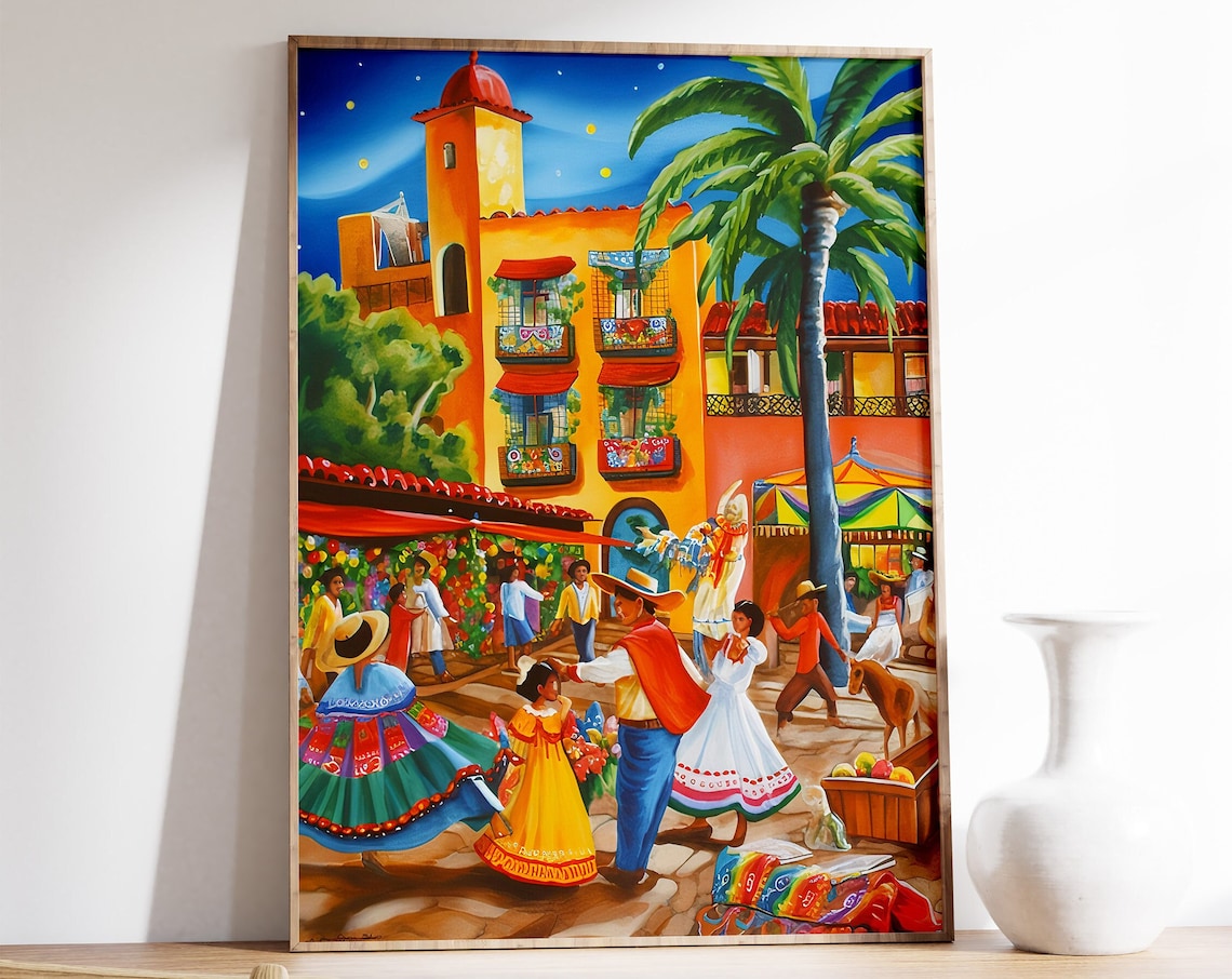 Mexican Culture Vintage Art Print, Latin Decor